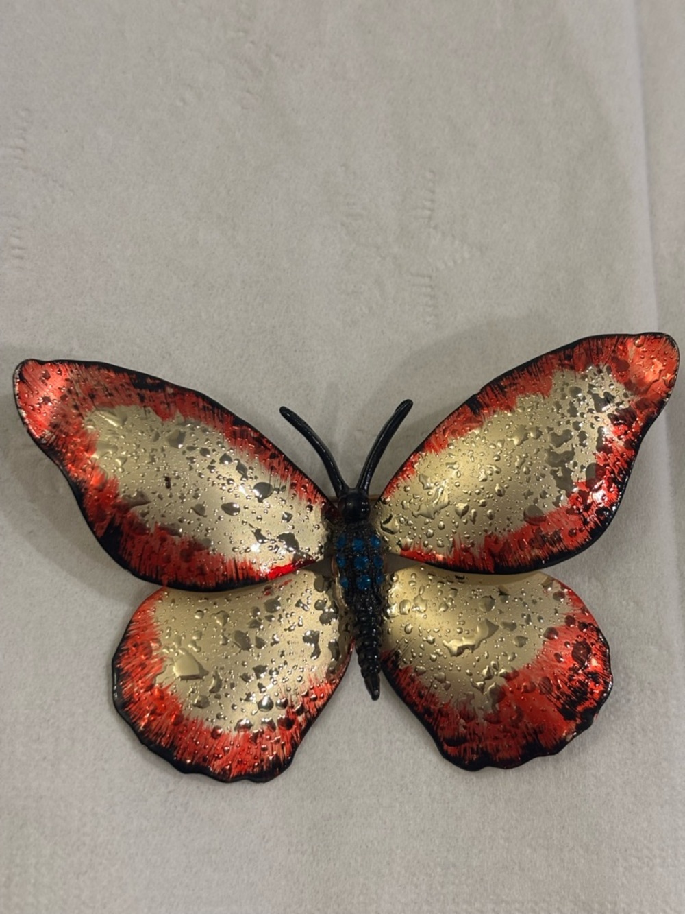 Vintage Metal Butterfly Brooch in Gold and Red - Women Jewelry Brooches